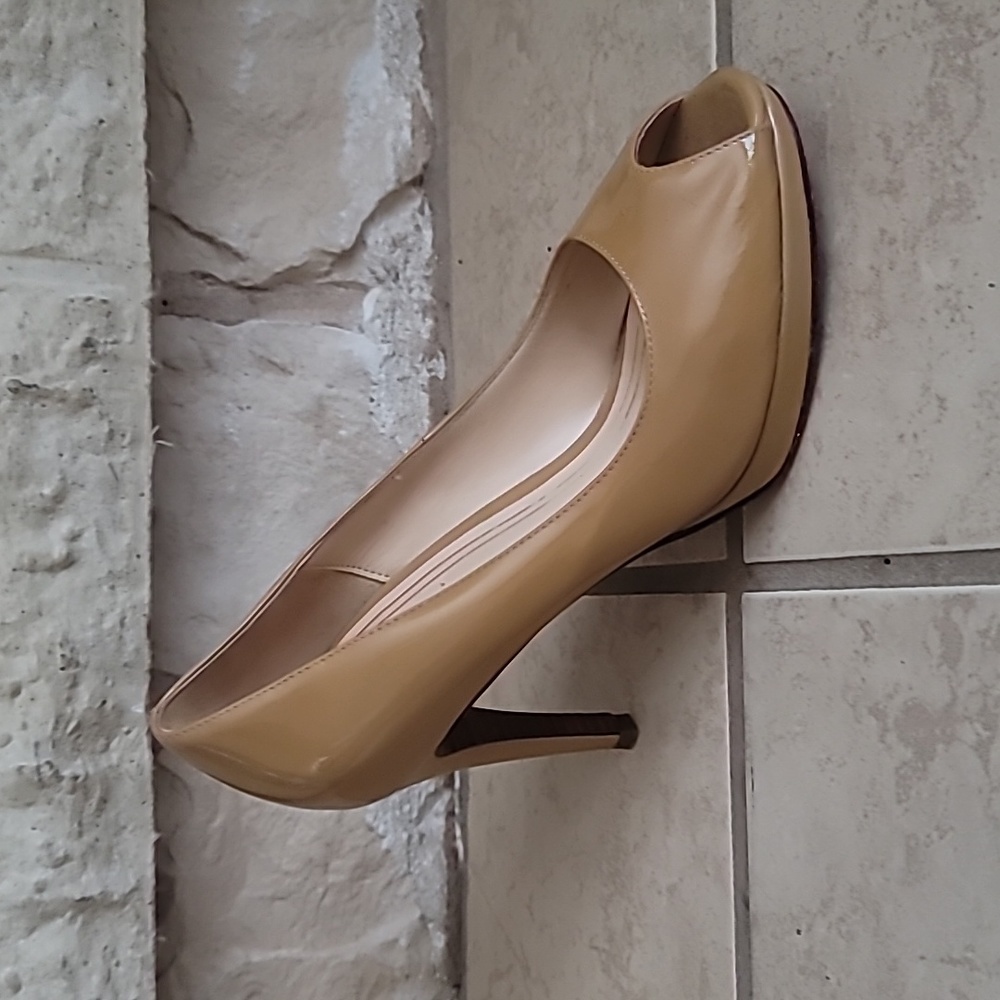 Cole Haan heels tan with peep toe!